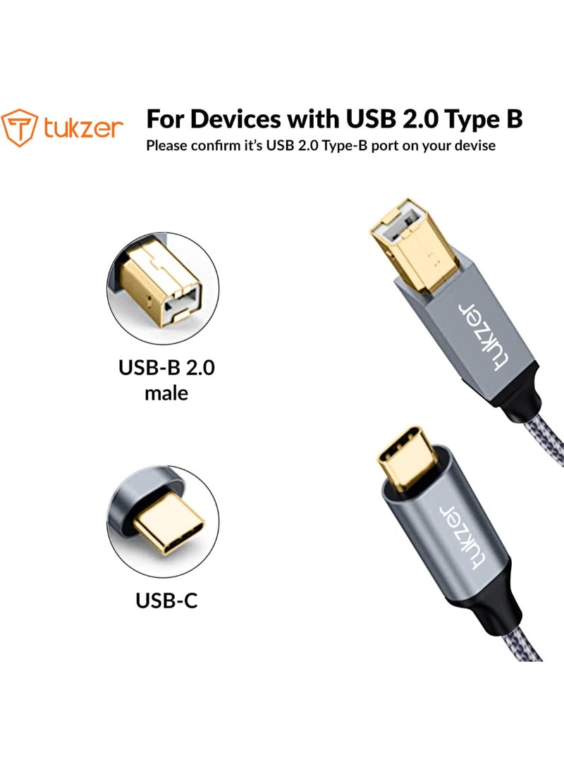 tuKZer Renewed - Tukzer High Speed USB Type C to USB B 2.0 Printer Cable Cord - 2M/6.6Ft - Image 5